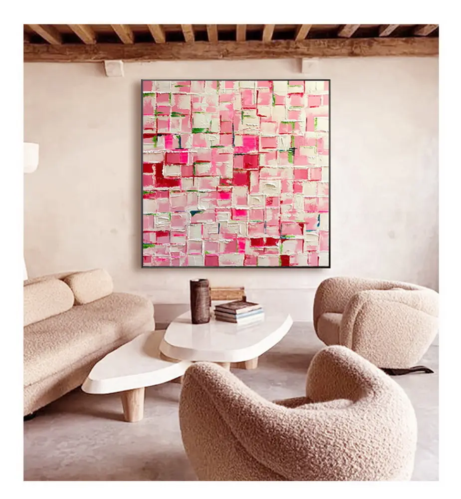 Современная Абстрактная Декоративная картина, розовая нордическая Минималистичная модель ресторана, подвесная картина для комнаты, квадратная настенная кровати для спальни