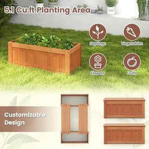 Bac <span class=keywords><strong>de</strong></span> <span class=keywords><strong>jardin</strong></span> surélevé en bois avec base ouverte, jardinières rectangulaires profondes résistantes aux intempéries pour fleurs, fruits, légumes et <span class=keywords><strong>banc</strong></span> <span class=keywords><strong>de</strong></span> jardinage - Product Image 4