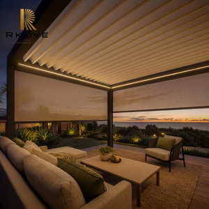 Pérgola eléctrica de aluminio RKOVE RK-C2 de 3*4m con lamas motorizadas y persianas laterales con cremallera, resistente al viento, para patio exterior, villa o gazebo. - Product Image 1