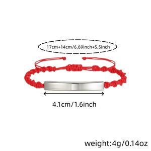 Adjustable Braided <b>Bracelet</b> Stainless Steel Curved Tube Unisex Fashion String <b>Bracelet</b> Gift Jewelry <b>Red</b> - Product Image 4