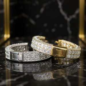 Bracciale di Lusso con Diamanti, Placcato in Oro 18K, Diamanti Sintetici Taglio Brillante Rotondo, Unisex per Uso Quotidiano - Product Image 2