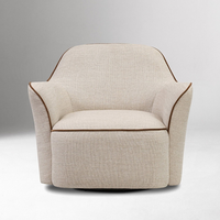 Fauteuil pivotant à 360 degrés avec repose-pieds beige/gris, canapé moderne, garniture cloutée pour chambre à coucher, salle de jeux, coiffeuse, fauteuil pour salon