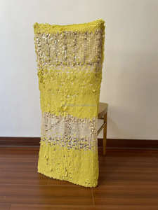 Fundas <span class=keywords><strong>de</strong></span> silla con medio respaldo <span class=keywords><strong>de</strong></span> lentejuelas amarillas y marfil <span class=keywords><strong>de</strong></span> 9mm para eventos - Product Image 6