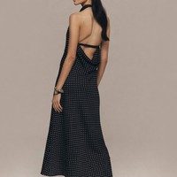 Robes de mariée pour femmes, col halter, sans manches, à pois, corsage ajusté, jupe évasée, longueur midi, fournisseur à faible MOQ