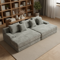Modernes weißes quadratisches modulares Sofa-Set mit Schwammfüllung und Samtbezug für kleine Wohnzimmer