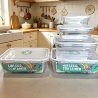 Ensemble de 4 contenants de stockage alimentaire, grande capacité, boîte à salade, boîte à fruits, boîte à lunch, réfrigérateur-sécurisé, transparent, PET de qualité alimentaire