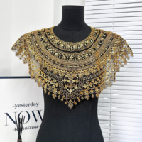 Collier de luxe en perles et paillettes, applique brodée pour décolleté, patch pour Jubah Abay, accessoires de couture pour vêtements DIY