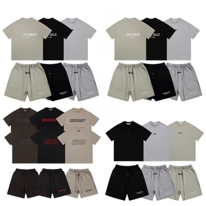 Conjunto de <span class=keywords><strong>Camiseta</strong></span> y Pantalones Cortos de Punto con Letras, Estilo Urbano, Transpirable, de Algodón, Unisex, Dos Piezas, Traje Deportivo de Verano 2026 - Product Image 4