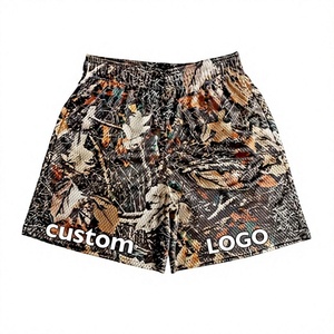 Shorts de sport décontractés respirants pour hommes en denim camouflage avec logo personnalisé, maille en dentelle, imprimé par sublimation, polyester, ceinture à diamants, printemps-été - Product Image 3