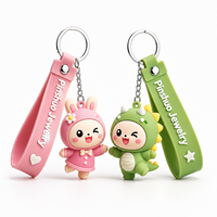 Porte-clés mascotte 3D personnalisé en PVC avec cordon et mousqueton pour cadeaux promotionnels d'entreprise et souvenirs d'événements