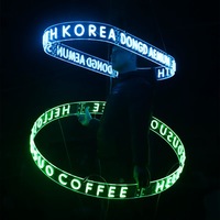 Enseigne de néons de cercle de plafond accrocheur personnalisé Flex Led néon lettres Slogan rond suspendu enseigne au néon pour Bar Restaurant Club