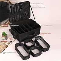 Valise à roulettes professionnelle pour maquilleur(se) et technicien(ne) des ongles, grande capacité, en tissu Oxford, fermeture éclair, style urbain et épuré pour femme
