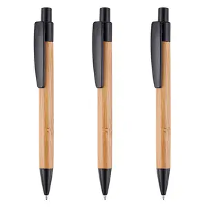 Einziehbarer Bambus-Kugelschreiber Black Trim Bamboo Pen für Geschenk werbung