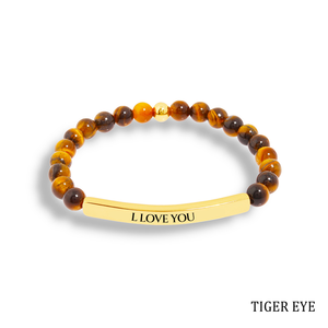 Bijoux personnalisés Bracelet élastique en pierre naturelle avec lettre gravée et <span class=keywords><strong>nom</strong></span> en forme de barre - Product Image 4