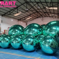 Boule miroir gonflable verte pour activités de décoration extérieure