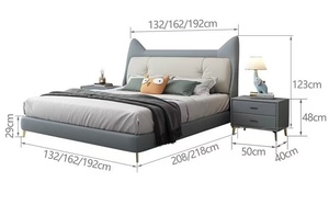 Lits en cuir animal Lits modernes pour enfants Meubles rembourrés simples pour enfants Ensembles de meubles de chambre à coucher Prince pour enfants - Product Image 5