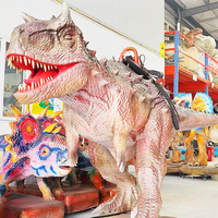 Manège de dinosaure animatronique réaliste pour enfants dans un parc d'attractions