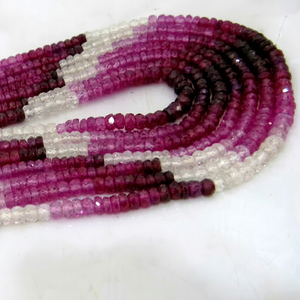 Cuentas facetadas de imitación de rubí multicolor de 3 mm a 4 mm, hebra de cuentas redondas facetadas de 13-14 pulgadas de largo - Product Image 1
