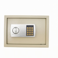Beiger Elektronischer Digitaler Safe mit Elektronischem Code und Schlüsselschloss Feuchtigkeitsbeständiger Tresor für Zuhause Büro Hotel Bargeld Wertsachen