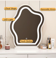 Coiffeuse blanche avec miroirs de nuage et lumières Bureau de maquillage moderne avec 5 grands tiroirs et armoires pour chambre à coucher