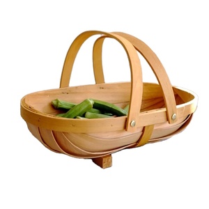 Half Bushel Basket Chip Blue Shopping Basket Picnic Blue Storage Basket Hand-woven <strong>Garden</strong> <strong>Trug</strong> - Product Image 1