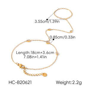 Bracelet de doigt en acier inoxydable plaqué or 18 carats, zircon scintillant, ne se décolore pas, chaîne de main en acier inoxydable, bijoux pour femmes - Product Image 5