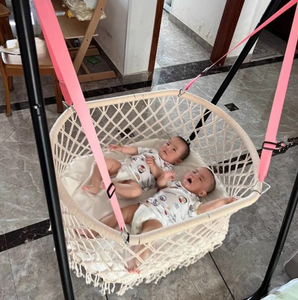 Hamaca de macramé bohemia para bebé, silla mecedora con borlas, columpio redondo sin respaldo para habitación infantil - Product Image 6