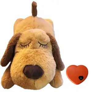 Mainan detak jantung hewan peliharaan, mainan hewan peliharaan kreatif pendamping kecemasan anjing tidur mewah interaktif