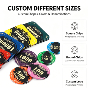 Jetons de poker rectangulaires en acrylique écologiques personnalisés avec impression numérique Kaile Low, taille au choix <span class=keywords><strong>50</strong></span>, 45, 43 mm, jetons de casino - Product Image 5