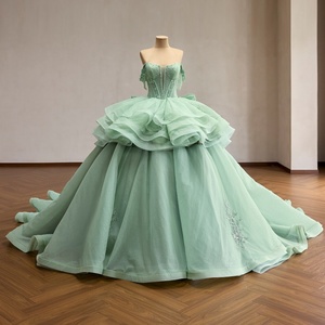 Vestido de Quinceañera Jancember 261082 Verde Menta de Lujo 2026, Conjunto de 2 Piezas con Volantes y Peplum, Vestido de Gala - Product Image 1