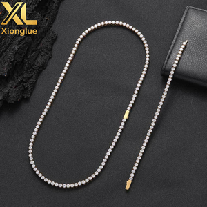 <b>Iced</b> <b>Out</b> Tennis Necklace Stainless Steel 18K Gold Plated Zircon Stone Unisex 18inches <b>Chain</b> - Product Image 5
