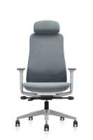 Chaise de bureau ergonomique en maille grise intégrale avec accoudoirs 3D en PU, soutien lombaire réglable en hauteur, siège pivotant et coulissant pour cadre dirigeant