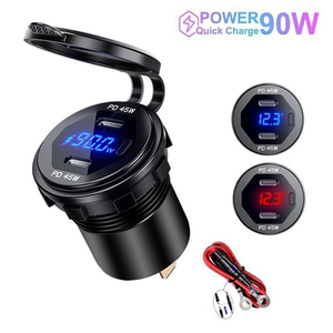 Автомобильное зарядное устройство для быстрой зарядки 3,0 с двумя портами <span class=keywords><strong>USB</strong></span>, светодиодный вольтметр, защита от предохранителей 12-24 В, быстрая зарядка - Product Image 5