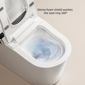 WC monobloc intelligent à double chasse, design moderne, cuvette en céramique, forme ronde créative Little Planet, automatique, à poser au sol - Product Image 5