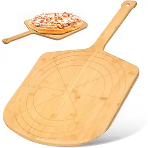 JOYWAVE Natural Bamboo Pizza Serving Board Pizza Peel Paddle Spatula Oven Kitchen Chopping Boards For Pizza