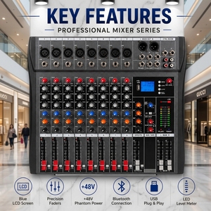 Mixer de Áudio Profissional Personalizado de 8 Canais para <span class=keywords><strong>DJ</strong></span>, Console de Mixagem e Controlador de Som para Sistema de Som de Palco - Product Image 3