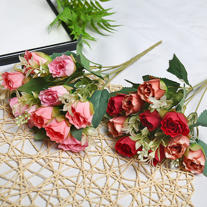 Wholesale Ten Heads <strong>Small</strong> Rose Artificial Flowers Multiple Colors Bulk Supply for Cross Border Floral Decoration Business - Product Image 1