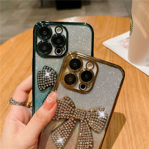 Funda de teléfono con lazo de diamante brillante de galvanoplastia transparente de lujo para iPhone 14 pro Max Anti-caída 13pro Simple 14 mujeres <span class=keywords><strong>11</strong></span> - Product Image 3