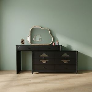 Mesa de Maquillaje Moderna, Ecológica y Duradera con Espejo de Pie, Escritorio de Almacenamiento de Metal Gris y Madera para Dormitorio - Product Image 3