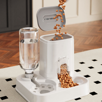 Fontaine à eau et distributeur de nourriture 2-en-1 grande capacité, distributeur automatique de nourriture et d'eau intégré pour chats et chiens