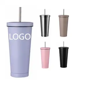 CUPPARK 750ML 대용량 스테인레스 스틸 보온병 컵 뚜껑과 빨대 스키니 텀블러