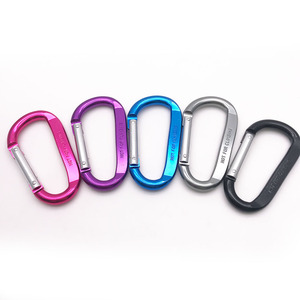 D Shape Flat Key Carabiner Clip Double Rivet Water Bottle Hiking Hook BT-033 Anodized Aluminum Carabiner