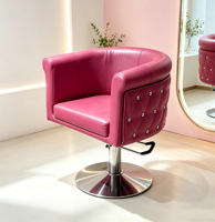 Chaise de coiffure minimaliste et élégante pour salon de coiffure, avec décor en diamant et base hydraulique, pour usage en salon de coiffure et spa