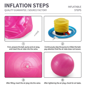Ballon de gymnastique gonflable en PVC lisse pour femmes, soulagement du stress, pour yoga et Pilates, avec pompe à air, multi-diamètres - Product Image 6