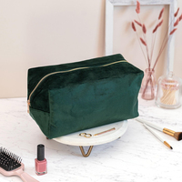 Pochette en daim avec logo personnalisé, fermeture éclair, sac de maquillage, trousse de toilette en velours pour voyage