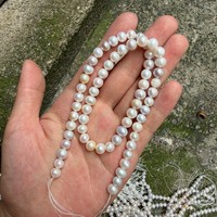 Perles vintage, 6-7 mm, perles d'eau douce naturelles irrégulières colorées, perles sans noyau, environ 40 cm de long avec plus de 60 pièces