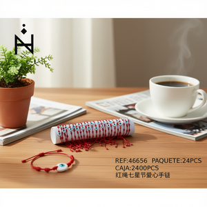 Braccialetto con cordoncino rosso e occhio turco, confezione da 24 pezzi, braccialetti alla moda con perline per donna e uomo, gioielli portafortuna - Product Image 3