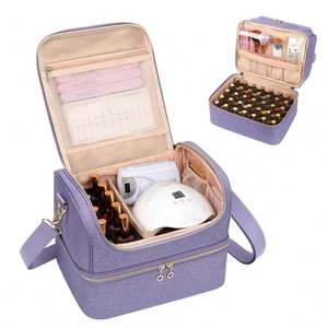 Échantillon Gratuit : Sac Organisateur de Vernis à Ongles Grande Capacité avec Fermeture Éclair, Portable, Double Couche, pour 54 Bouteilles et Fournitures de Lampe à Ongles - Product Image 3