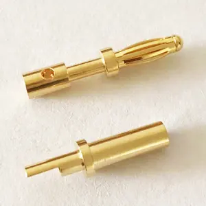 custom male brass gold plated 24k camera PCB battery connector pin lantern 2.5mm 4mm banana plug terminals