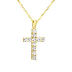 18k gold plated cross necklace 925 sterling silver religious jewelry moissanite cross pendant necklaces plata 925 al por mayor